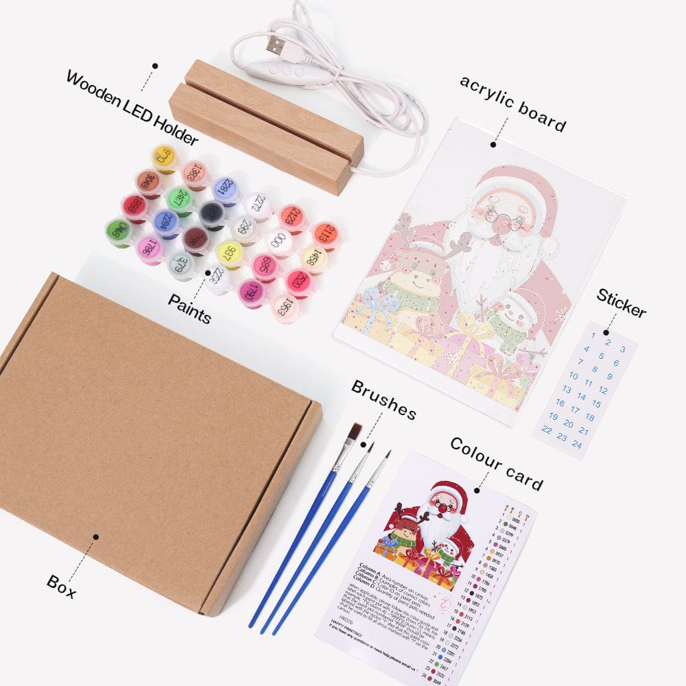 ColourMost™ LED Paint by Numbers Series #05: 'Santa & Friends' (6"x8" / 15x20cm)