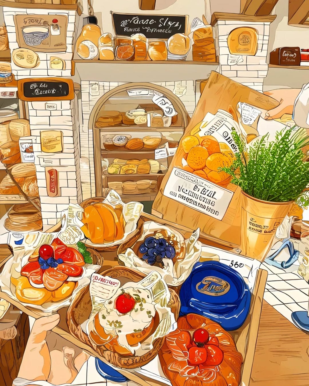 Bakery Morning Series – Paint by Numbers Kits for Adults | DIY Art of Bread, Coffee & Cozy Shops