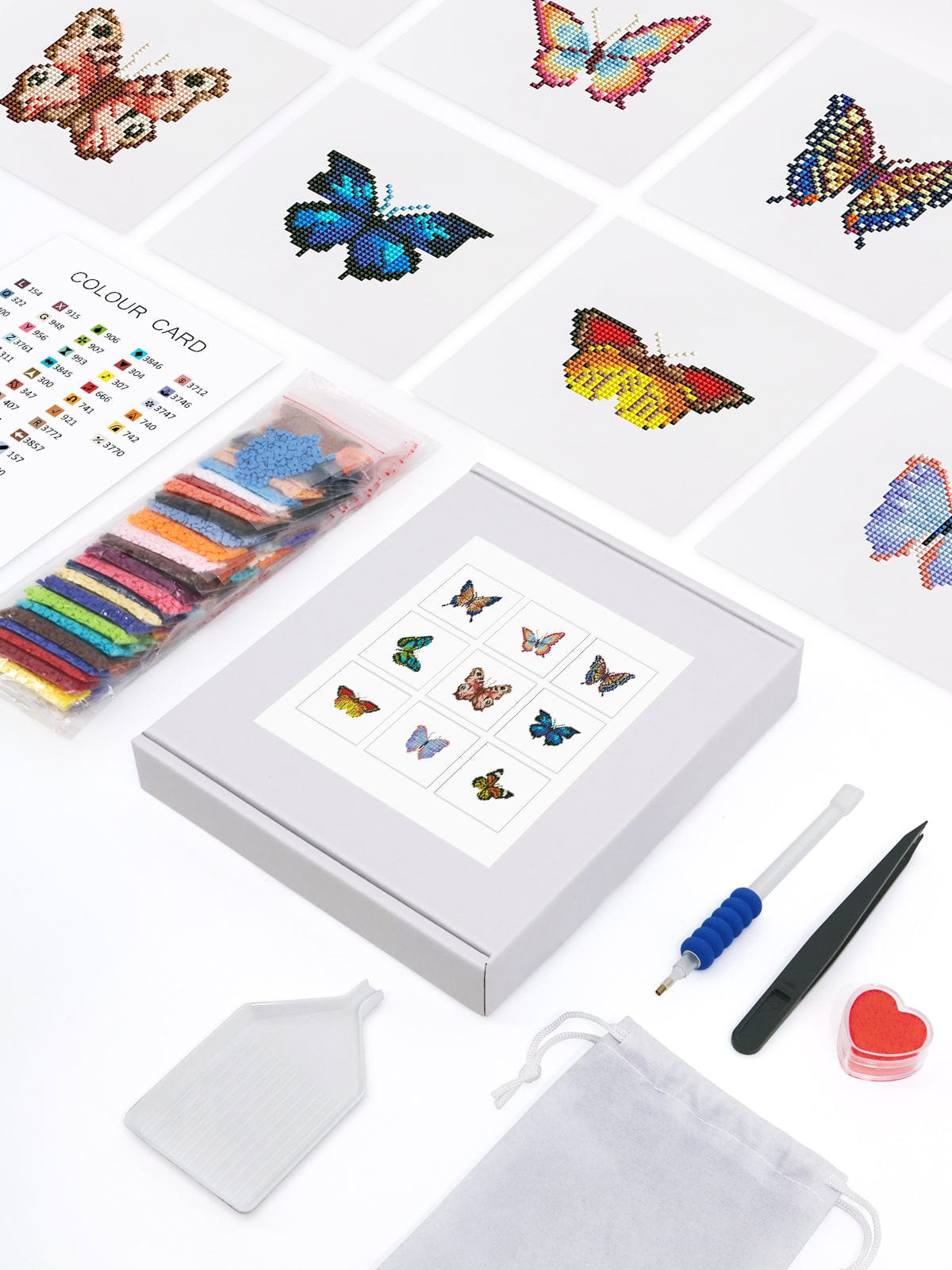 ColourMost™ Mini Diamond Painting Series #05: 'Butterfly Bliss 1' - Frameless 9-in-1 Set (6"x7" / 15x18cm)