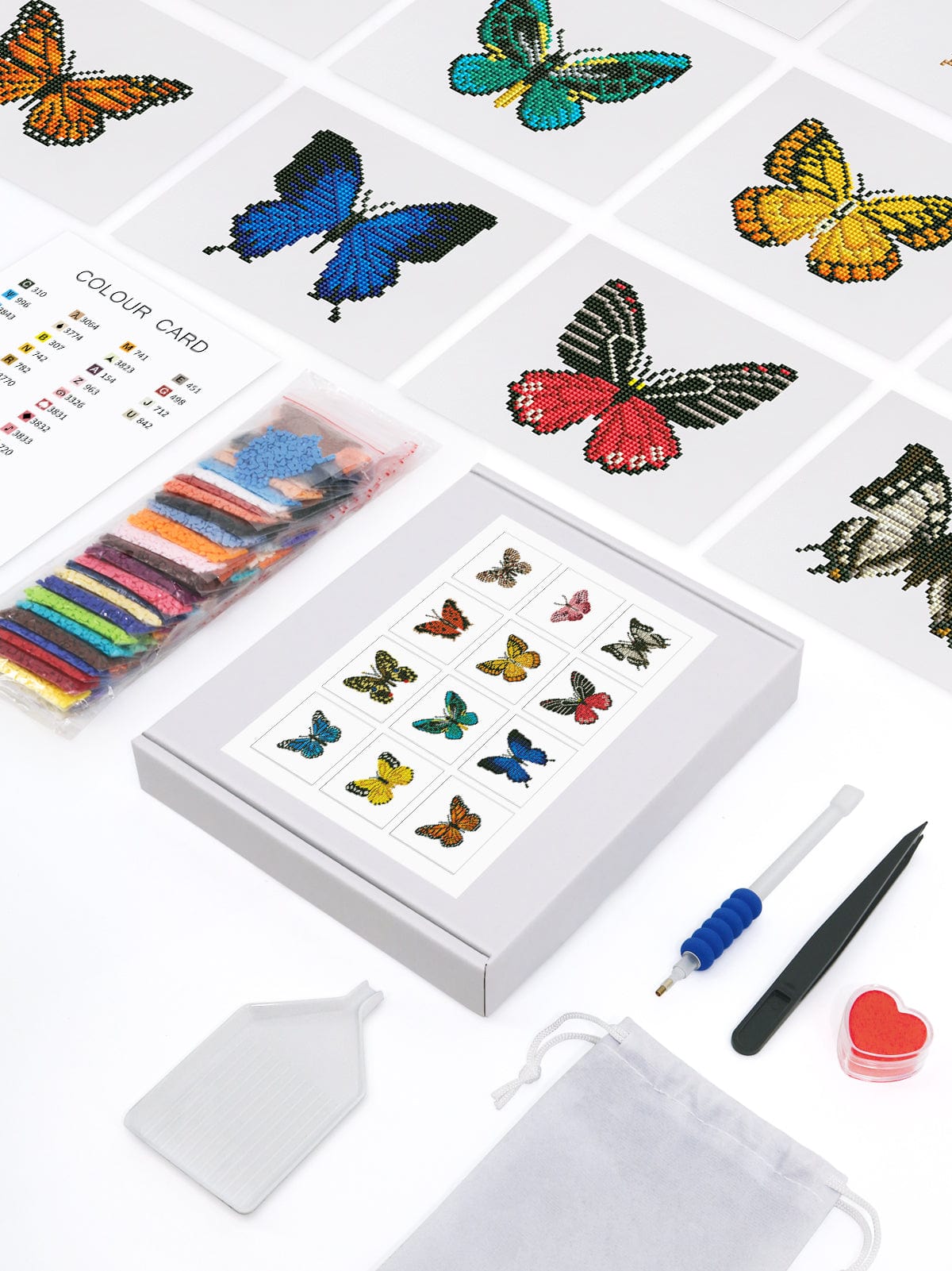 ColourMost™ Mini Diamond Painting Series #06: 'Butterfly Bliss 2' - Frameless 12-in-1 Set (6"x7" / 15x18cm)