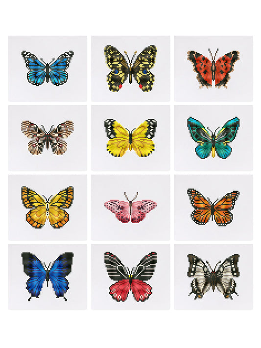 ColourMost™ Mini Diamond Painting Series #06: 'Butterfly Bliss 2' - Frameless 12-in-1 Set (6"x7" / 15x18cm)