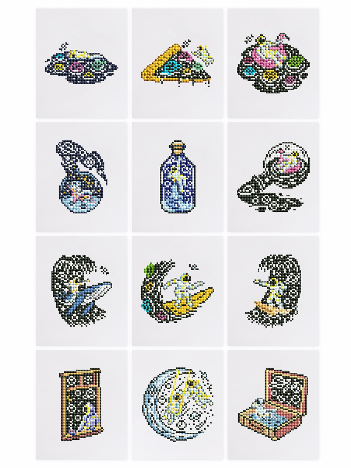 ColourMost™ Mini Diamond Painting Series #04: 'Cosmic Wonders' - Frameless 12-in-1 Set (6"x7" / 15x18cm)