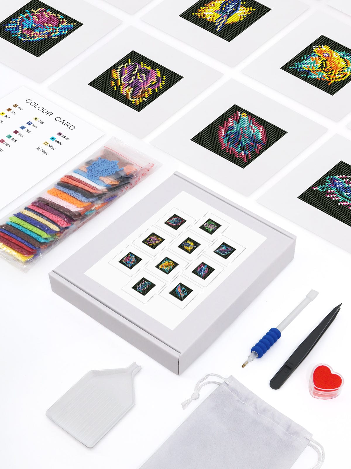 ColourMost™ Mini Diamond Painting Series #13: 'Neon Animals' - Frameless 10-in-1 Set (6"x7" / 15x18cm)