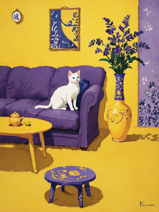 Cat in Contrast – Paint by Numbers Kit for Adults | Bold Interior DIY for Color-Lovers