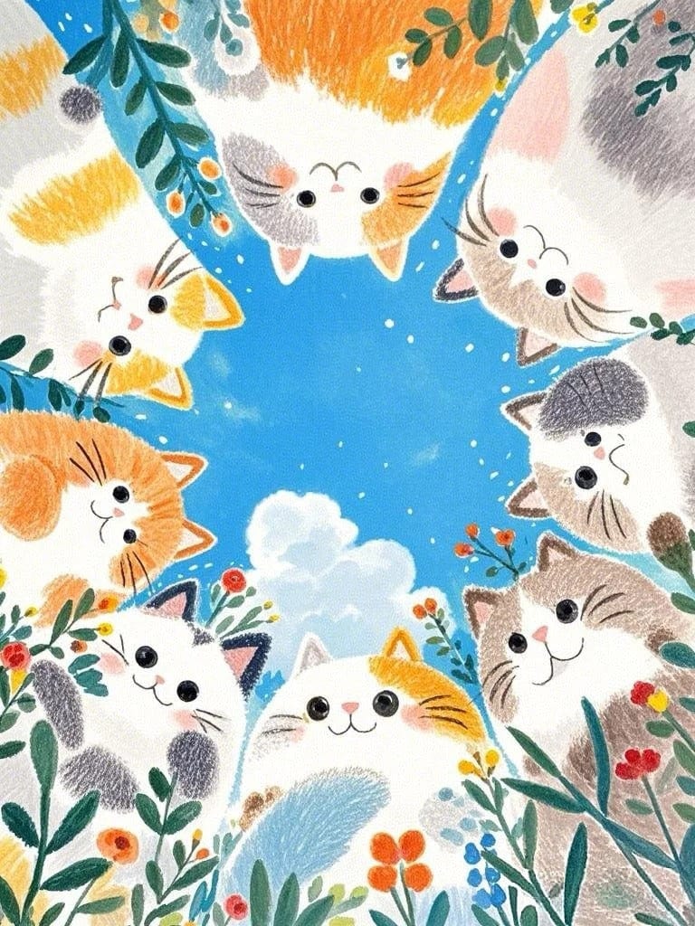 Cat Circle – Paint by Numbers Kit for Adults | Whimsical DIY Art for Cat Lovers & Pure Joy