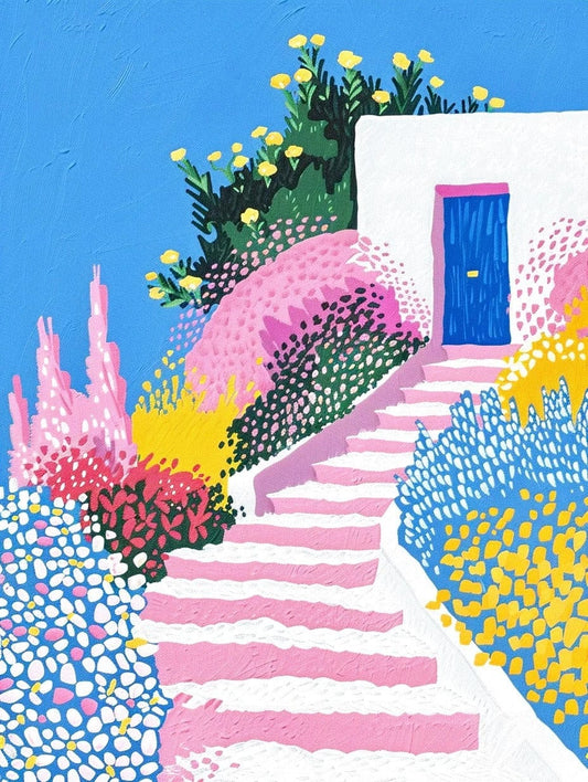 Steps to Blue – Paint by Numbers Kit for Adults | Mediterranean DIY Art for Bright Interiors