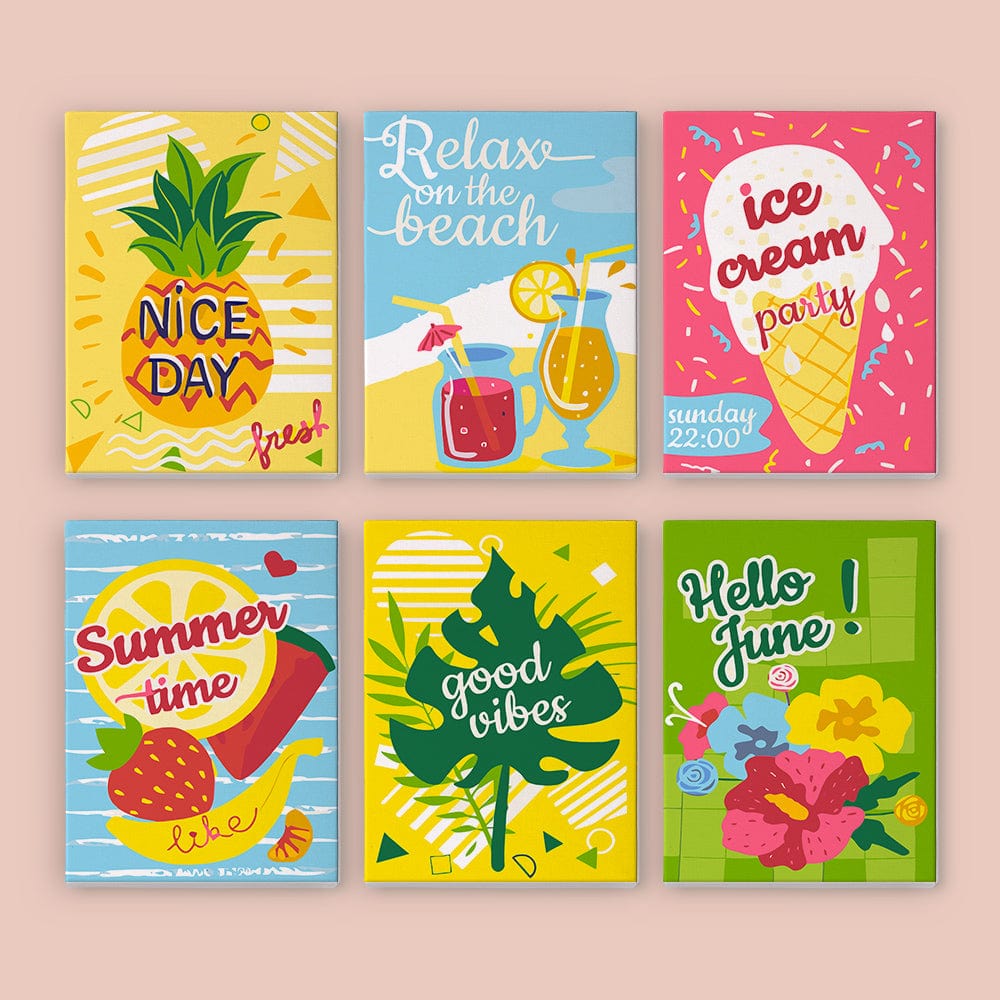 6 Mini Paintings – Summer Vibes Poster Set (5.9” x 7.9” / 15 x 20 cm)