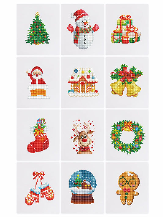 ColourMost™ Mini Diamond Painting Series #07: 'Christmas Cheer 1' - Frameless 12-in-1 Set (6"x7" / 15x18cm)