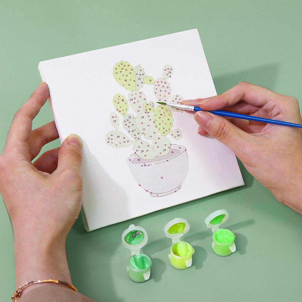 ColourMost™ Mini Paint by Numbers Series #01: 'Green Plants' - 9-in-1 Set (6"x6" / 15x15cm)
