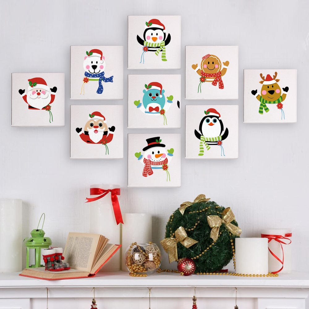ColourMost™ Mini Paint by Numbers Series #04: 'Christmas' - 9-in-1 Set (6"x6" / 15x15cm)