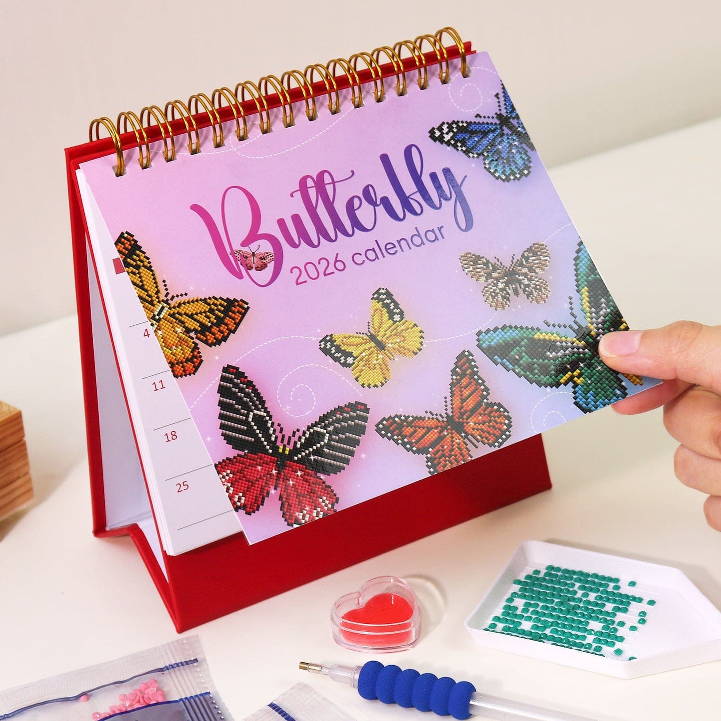 ColourMost™ 2026 Desk Calendar Series – Butterflies /Diamond Painting(17cm x 15cm)