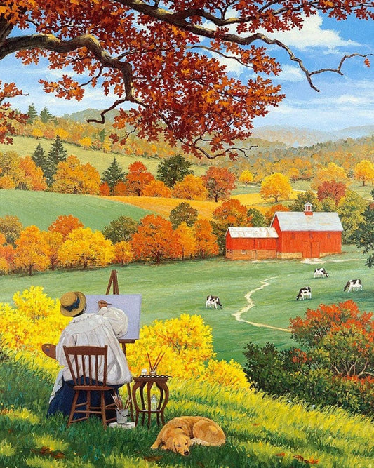 Painter’s Autumn – DIY Paint by Numbers Kit for Adults | Artistic Countryside Inspiration
