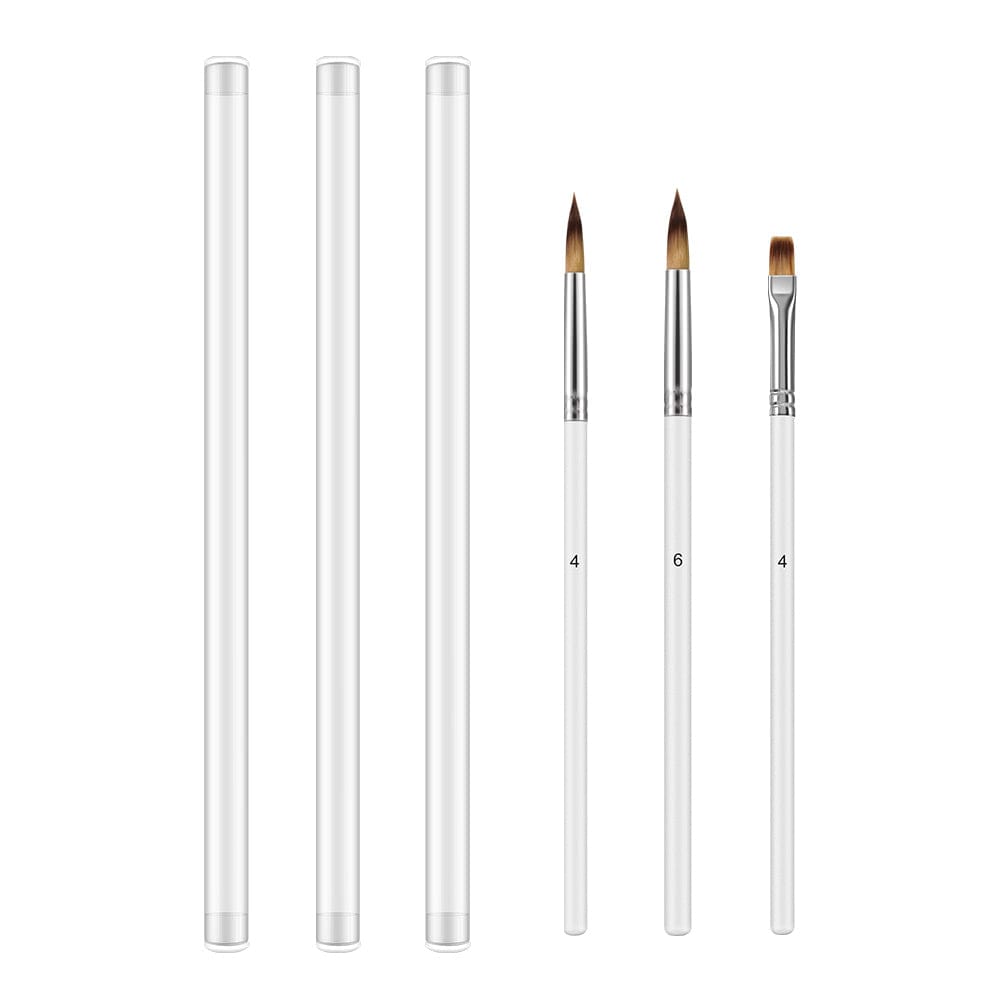 Professional Handmade 3-Pcs Paint Brush Set, Artist Paint Brushes, White Synthetic Nylon Tips