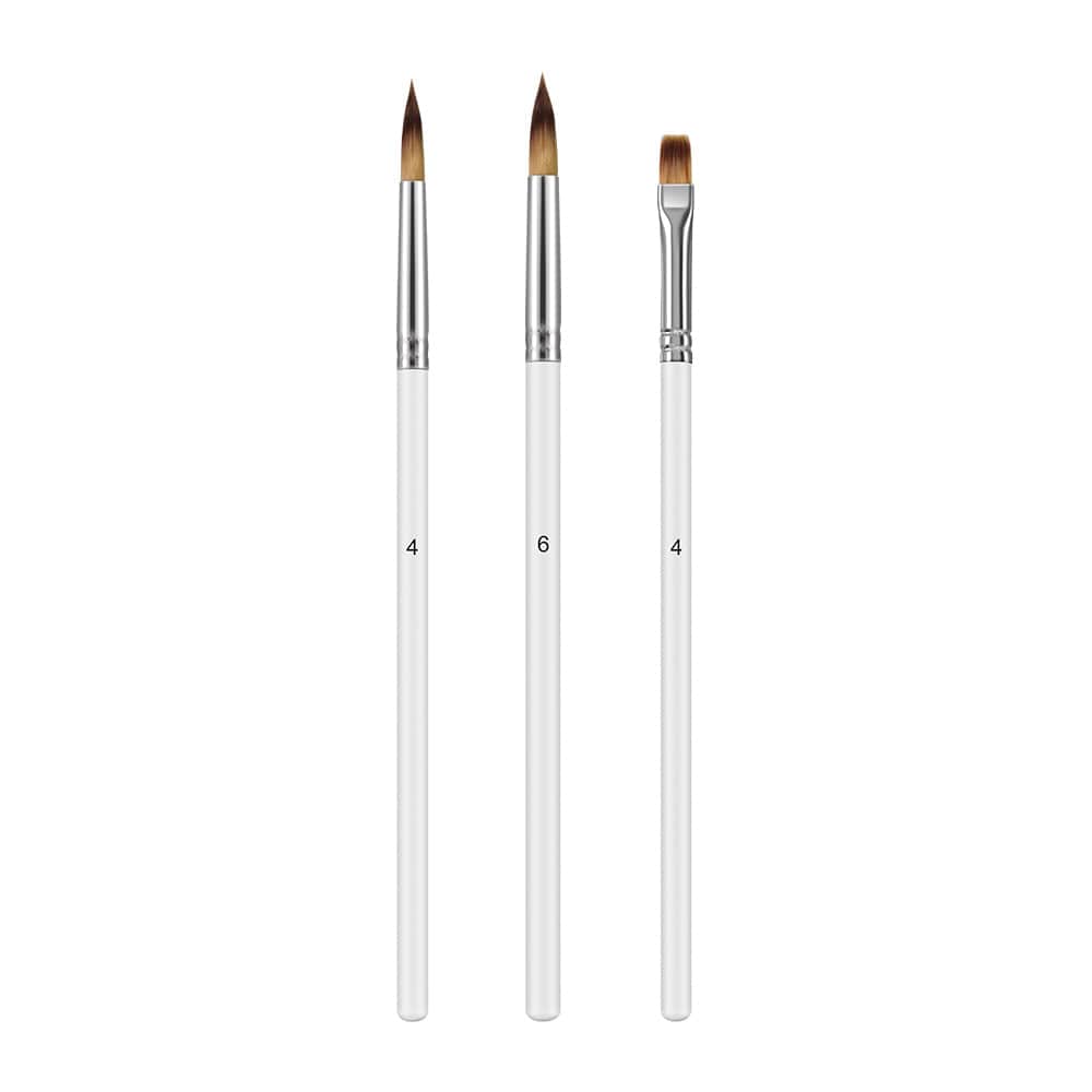 Professional Handmade 3-Pcs Paint Brush Set, Artist Paint Brushes, White Synthetic Nylon Tips