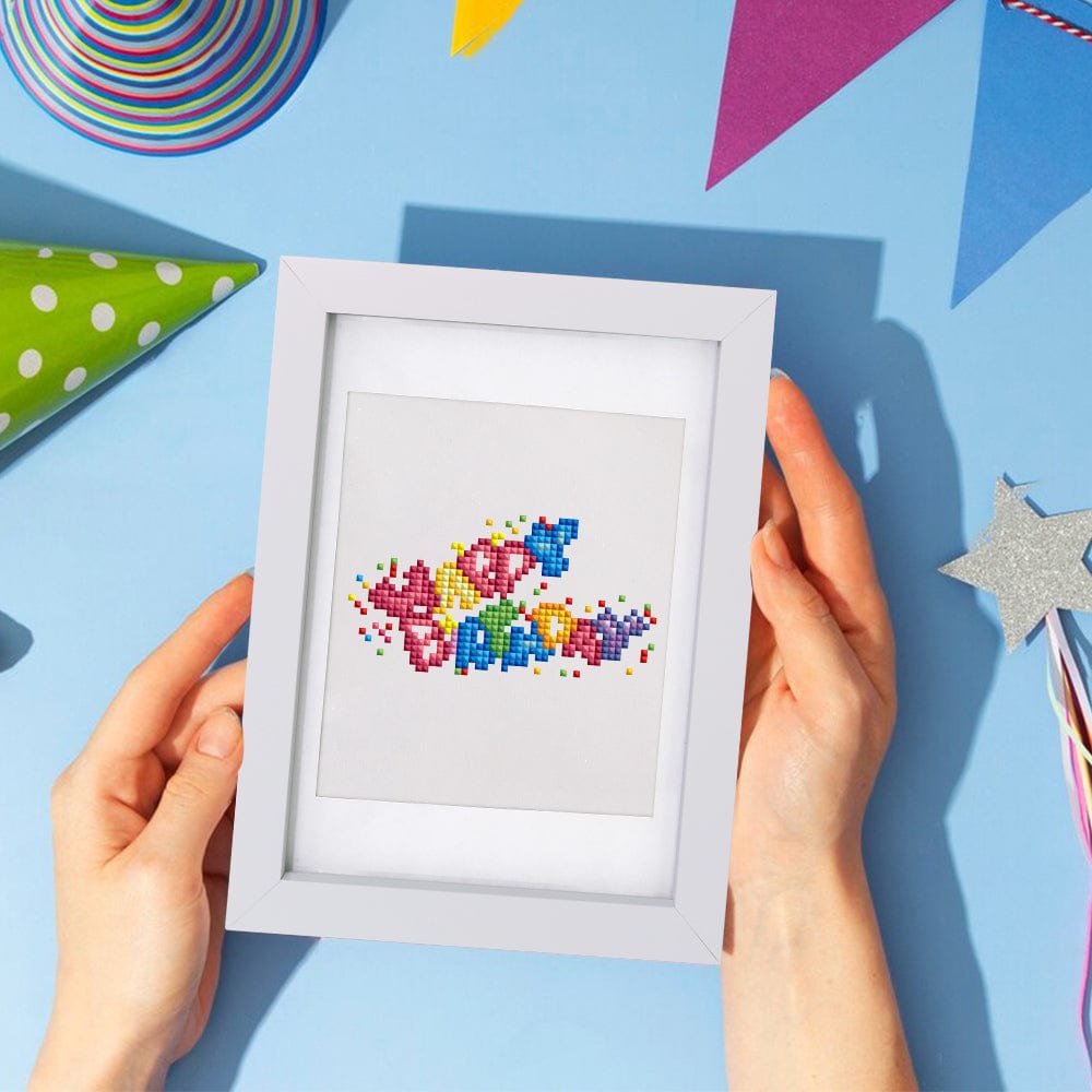 ColourMost™ Mini Diamond Painting Series #10: 'Happy Birthday' - Frameless 12-in-1 Set (6"x7" / 15x18cm)