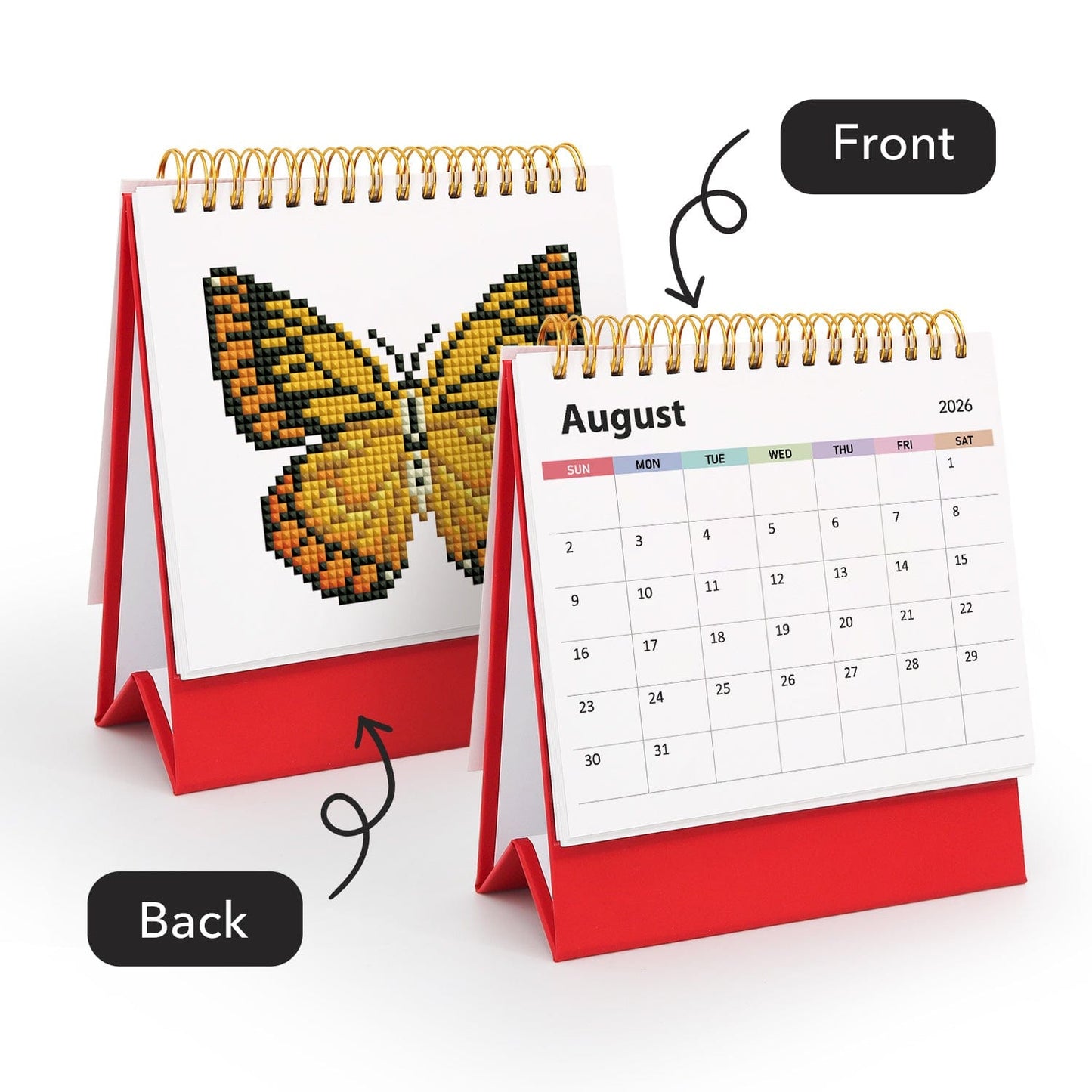 ColourMost™ 2026 Desk Calendar Series – Butterflies /Diamond Painting(17cm x 15cm)