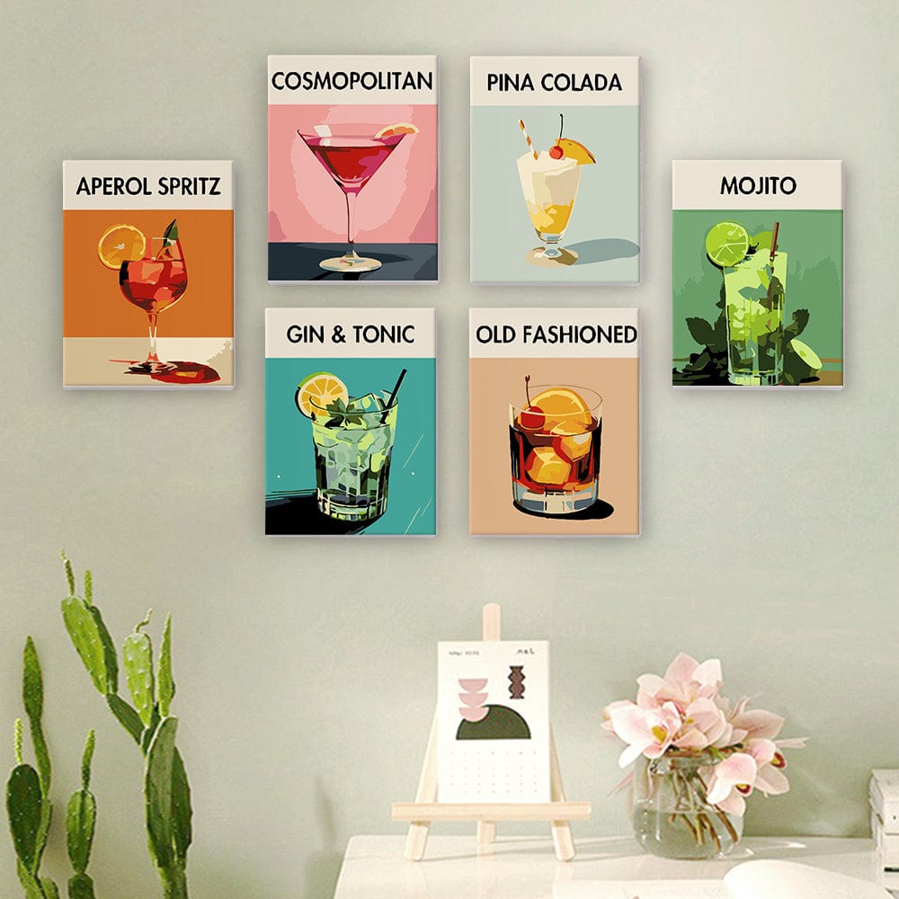 6 Mini Paintings - Cocktail Deluxe Set (5.9“ x 7.9" / 15 x 20 cm)
