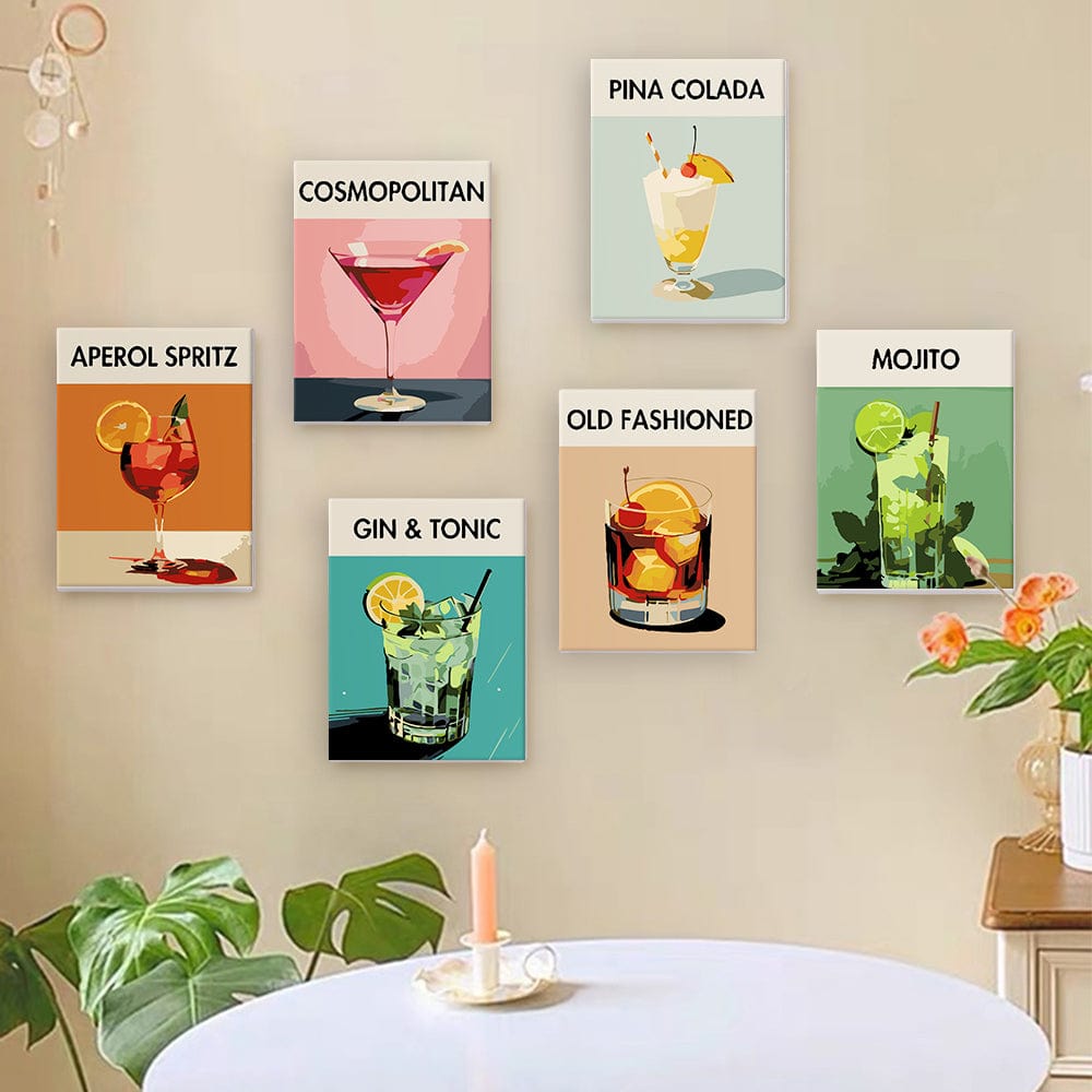 6 Mini Paintings - Cocktail Deluxe Set (5.9“ x 7.9" / 15 x 20 cm)