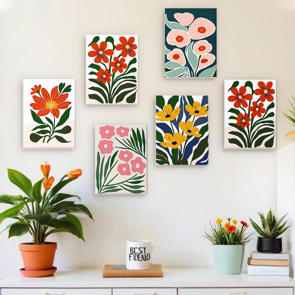 6 Mini Paintings – Botanical Rhythm Set (5.9” x 7.9” / 15 x 20 cm)