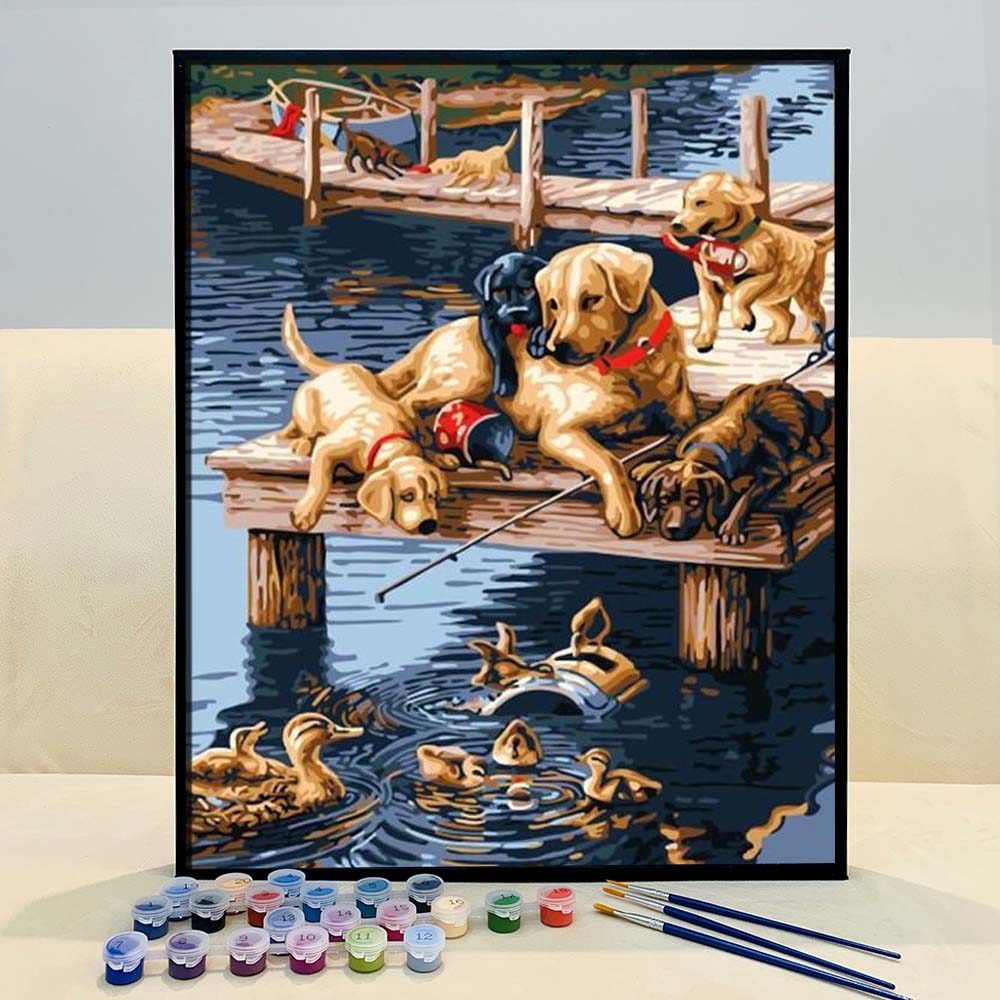 ColourMost™ DIY Painting By Numbers - Playing Dogs (16"x20")
