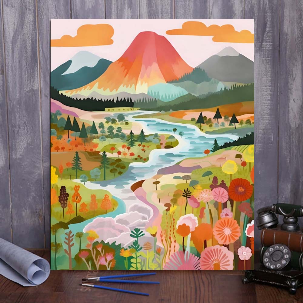 "Colorful Yellowstone" Series by ColourMost™ #17 - 'Mingle' | Original Paint by Numbers (16"x20" / 40x50cm) | Also ship to UK, CA, AU, and NZ