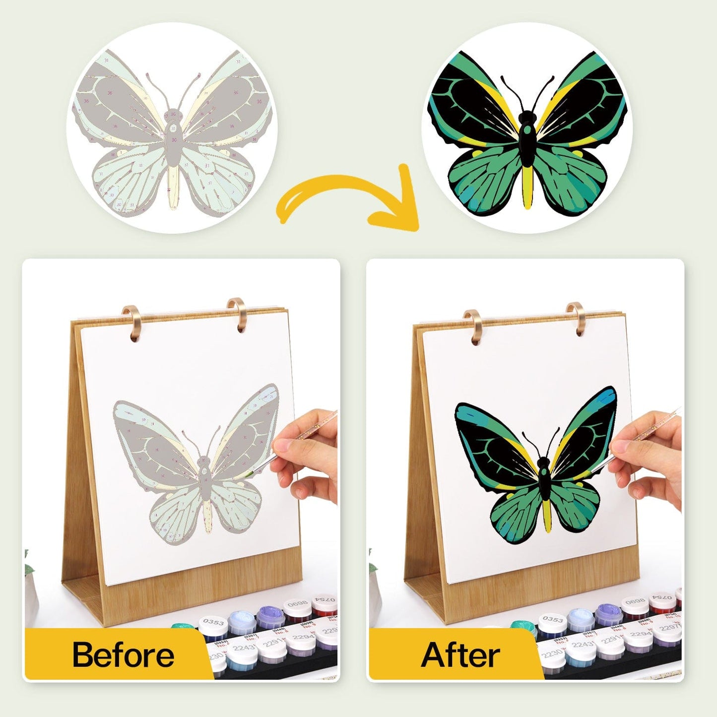 ColourMost™ 2026 Desk Calendar Series – Butterflies /Paint by Numbers(18.2cm x 22.5cm)