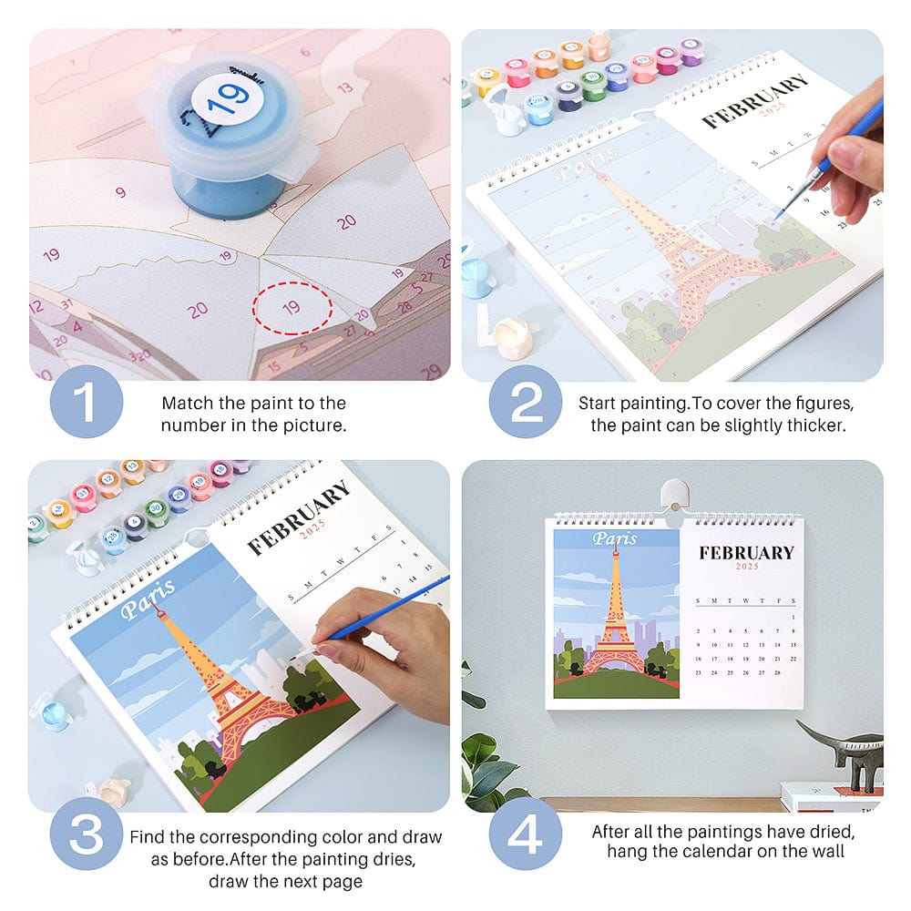 ColourMost™ 2026 Calendar Series – World Scenic Spots / Animal Series /Paint by Numbers(28.3cm x 21cm)