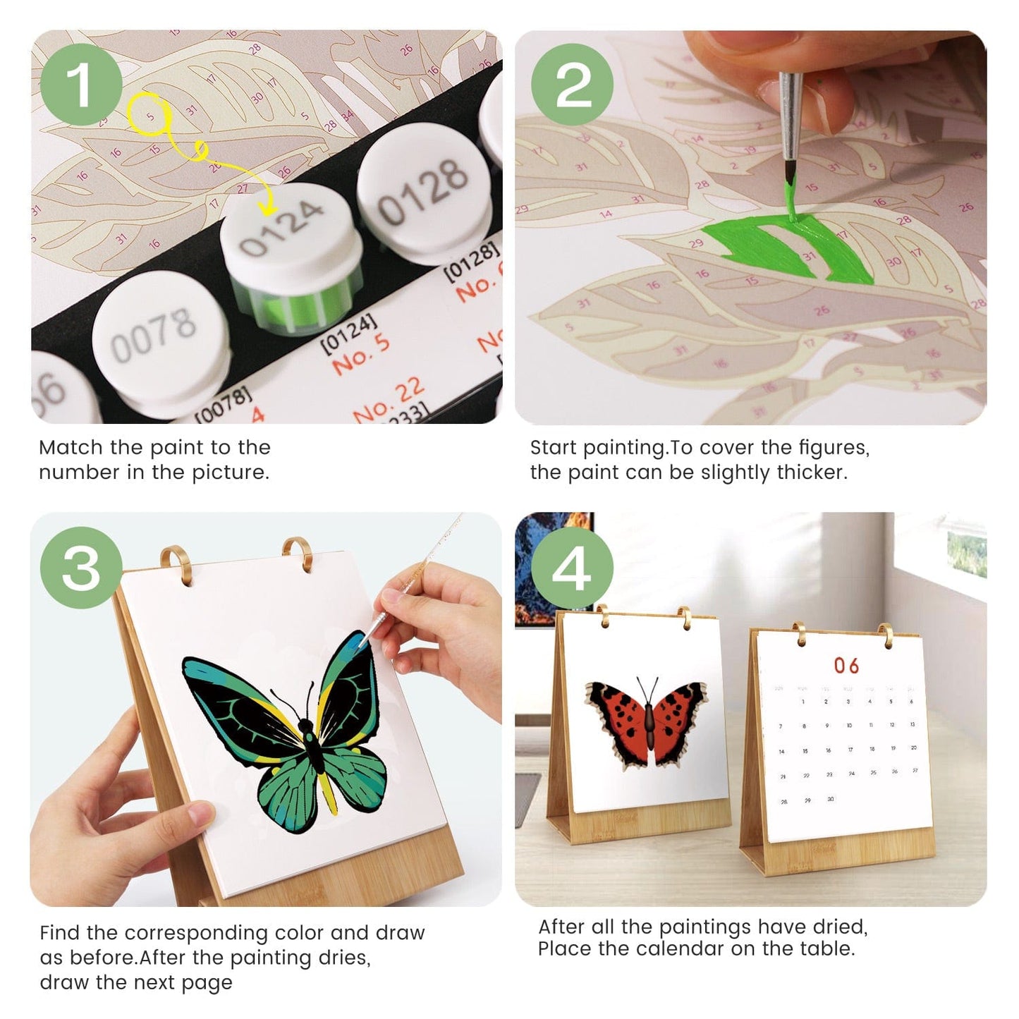 ColourMost™ 2026 Desk Calendar Series – Butterflies /Paint by Numbers(18.2cm x 22.5cm)