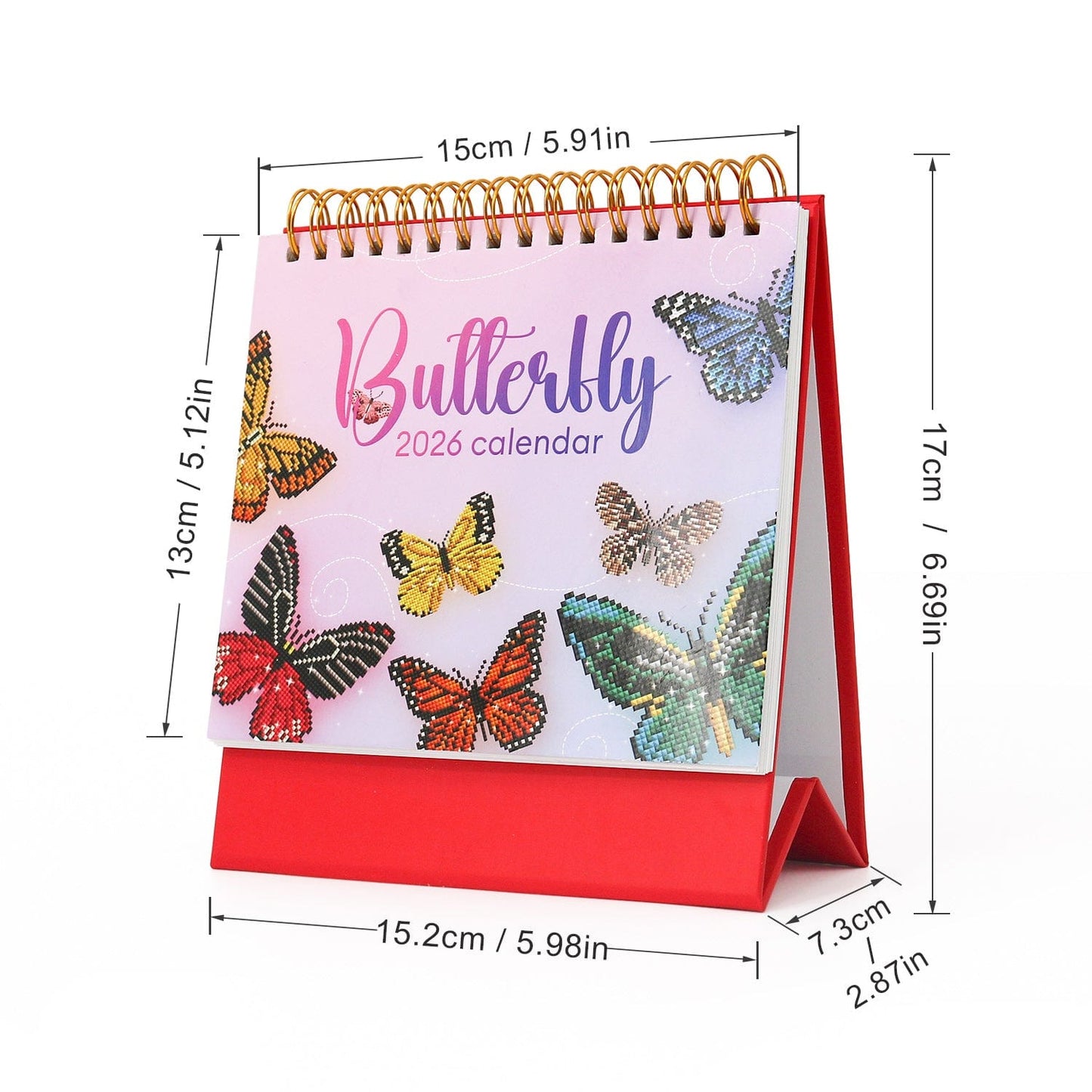 ColourMost™ 2026 Desk Calendar Series – Butterflies /Diamond Painting(17cm x 15cm)