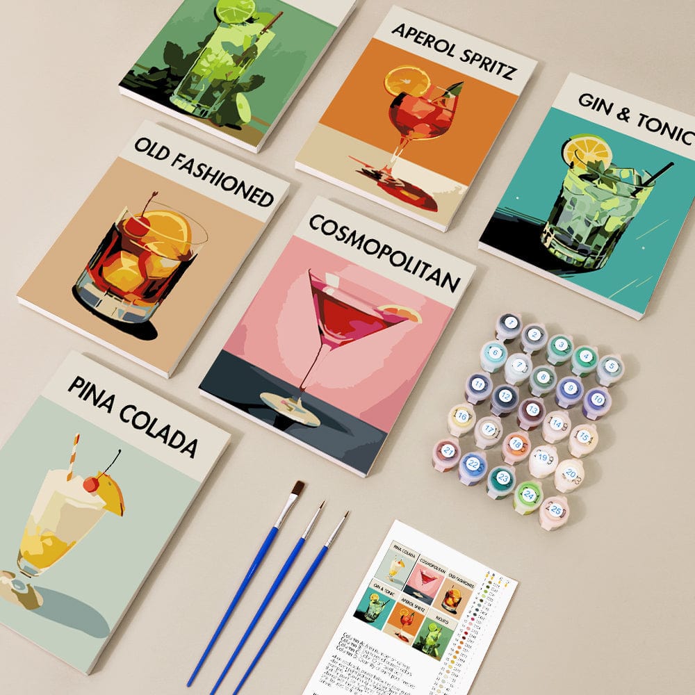 6 Mini Paintings - Cocktail Deluxe Set (5.9“ x 7.9" / 15 x 20 cm)