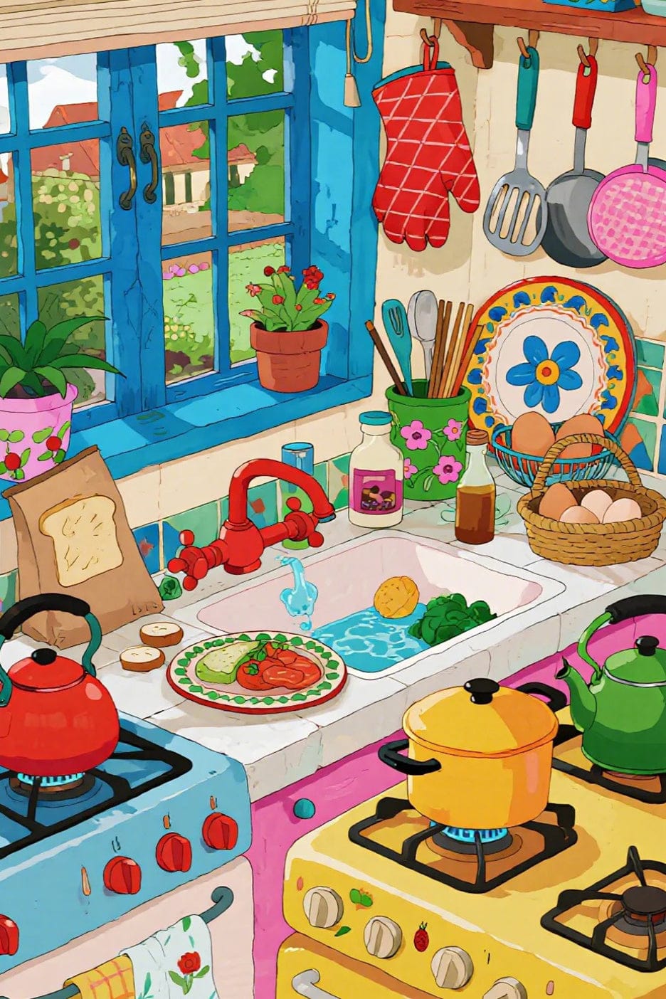 Kitchen Daydreams – Paint by Numbers Kit for Adults | Cozy DIY Art for Foodies, Gardeners & Home Lovers