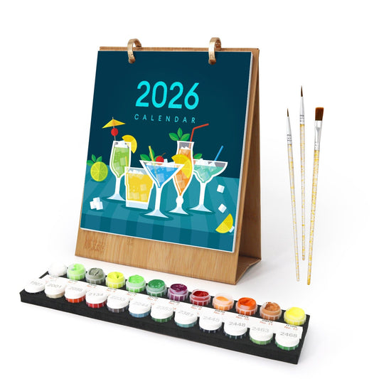 ColourMost™ 2026 Desk Calendar Series –  Cocktails /Paint by Numbers(18.2cm x 22.5cm)
