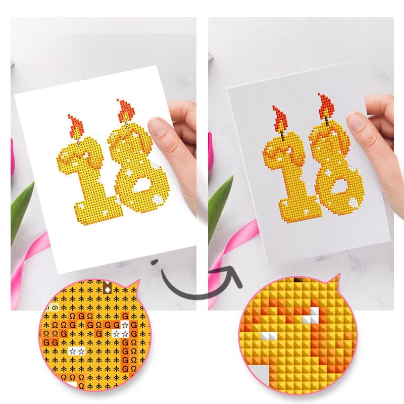 ColourMost™ Mini Diamond Painting Series #10: 'Happy Birthday' - Frameless 12-in-1 Set (6"x7" / 15x18cm)