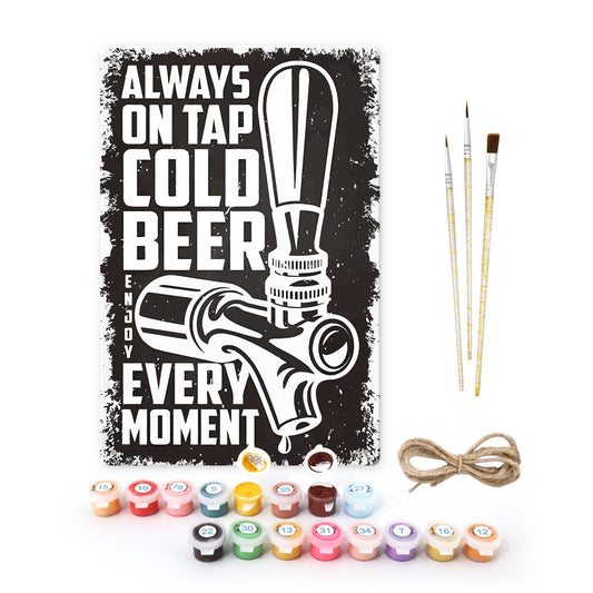 ColourMost™ Metal Bar/Posters Art Paint By Numbers- Cold Beer On Tap #07 (20x30cm /7.8"x11.8")