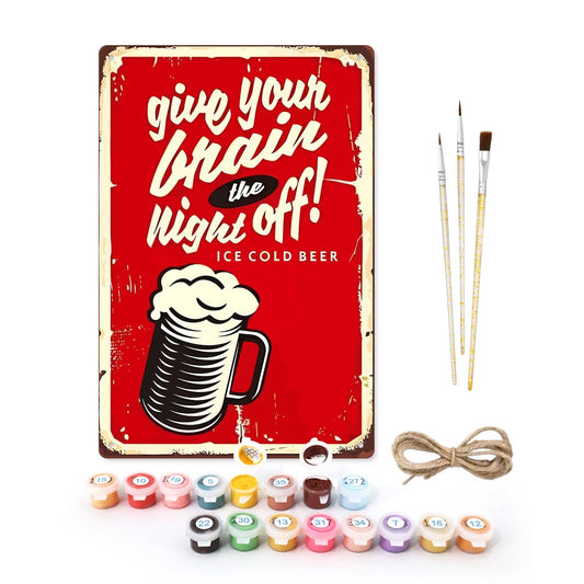 ColourMost™ Metal Bar/Posters Art Paint By Numbers- Brain Break Brew #12 (20x30cm /7.8"x11.8")