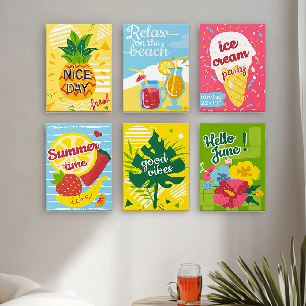 6 Mini Paintings – Summer Vibes Poster Set (5.9” x 7.9” / 15 x 20 cm)