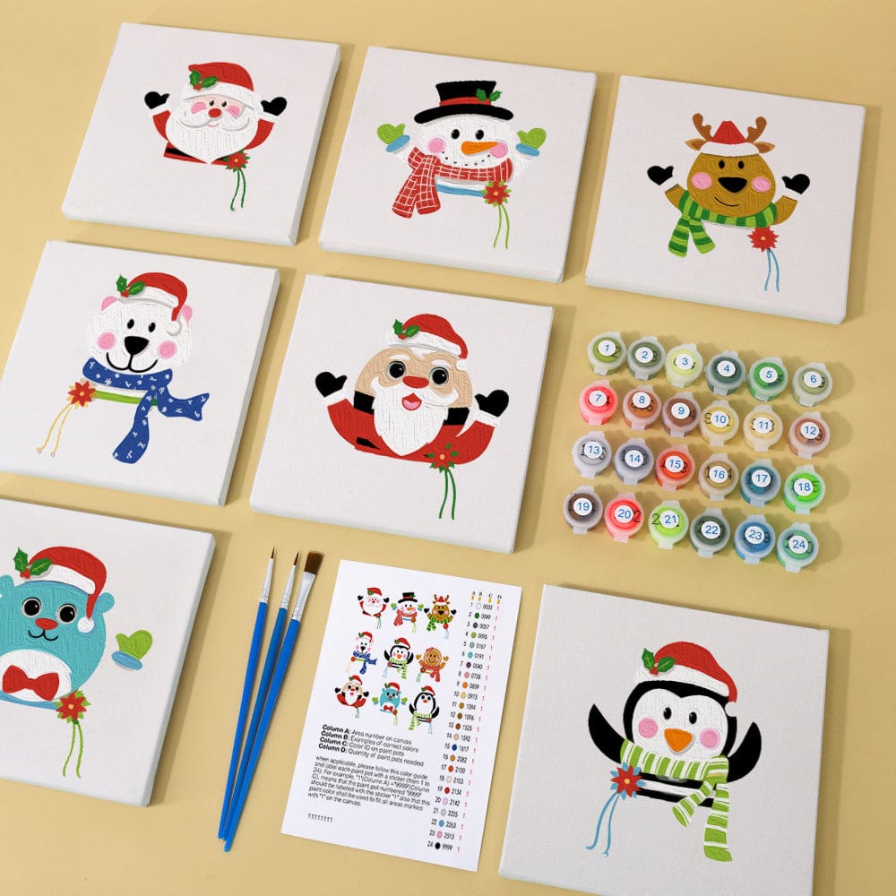 ColourMost™ Mini Paint by Numbers Series #04: 'Christmas' - 9-in-1 Set (6"x6" / 15x15cm)