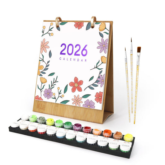 ColourMost™ 2026 Desk Calendar Series –  Flowers /Paint by Numbers(18.2cm x 22.5cm)