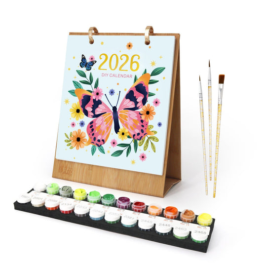 ColourMost™ 2026 Desk Calendar Series – Butterflies /Paint by Numbers(18.2cm x 22.5cm)