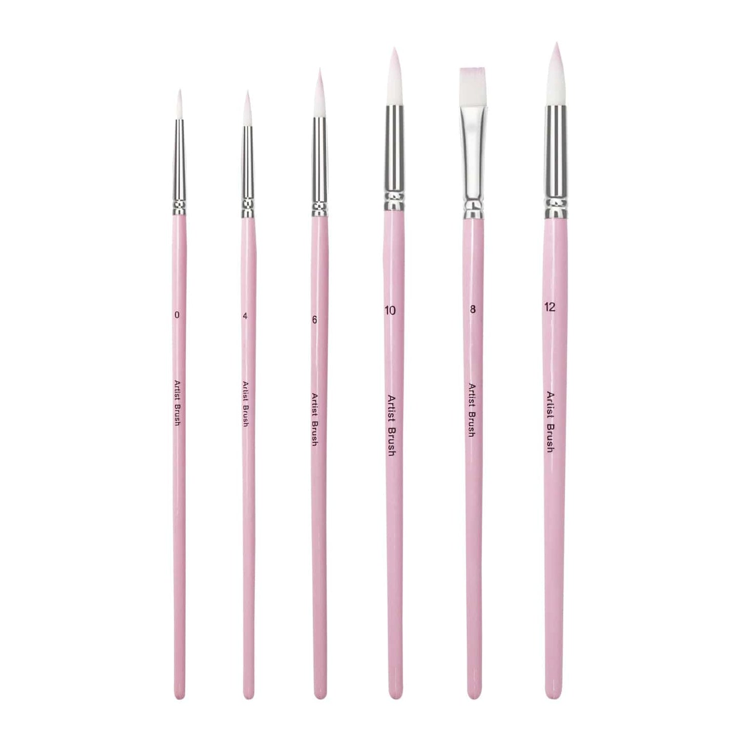 Professional Handmade Nylon Watercolor Brush Set 6pcs for Art Painting - Acrylic, Watercolor, Oil(Pink)