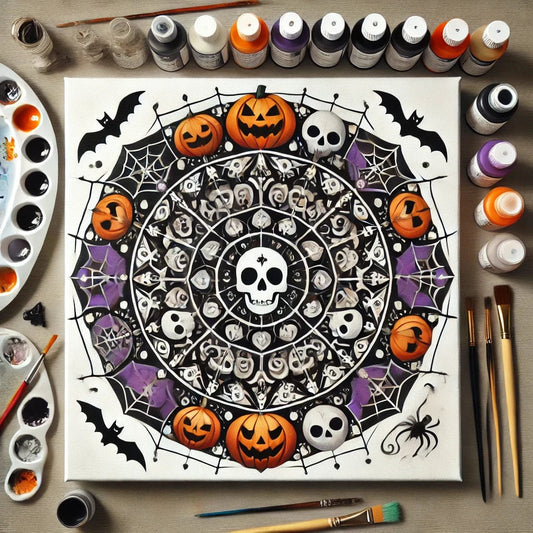 "Serenity Mandalas" Series by ColourMost™ - Halloween/Skull #01 | Original Paint by Numbers (16"x16" / 40x40cm)