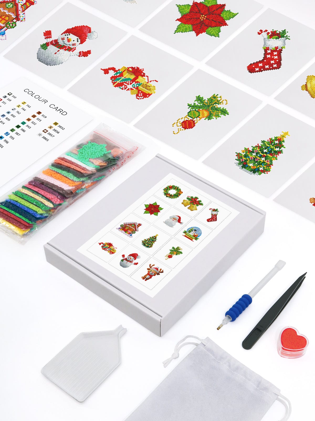 ColourMost™ Mini Diamond Painting Series #08: 'Christmas Cheer 2' - Frameless 12-in-1 Set (6"x7" / 15x18cm)