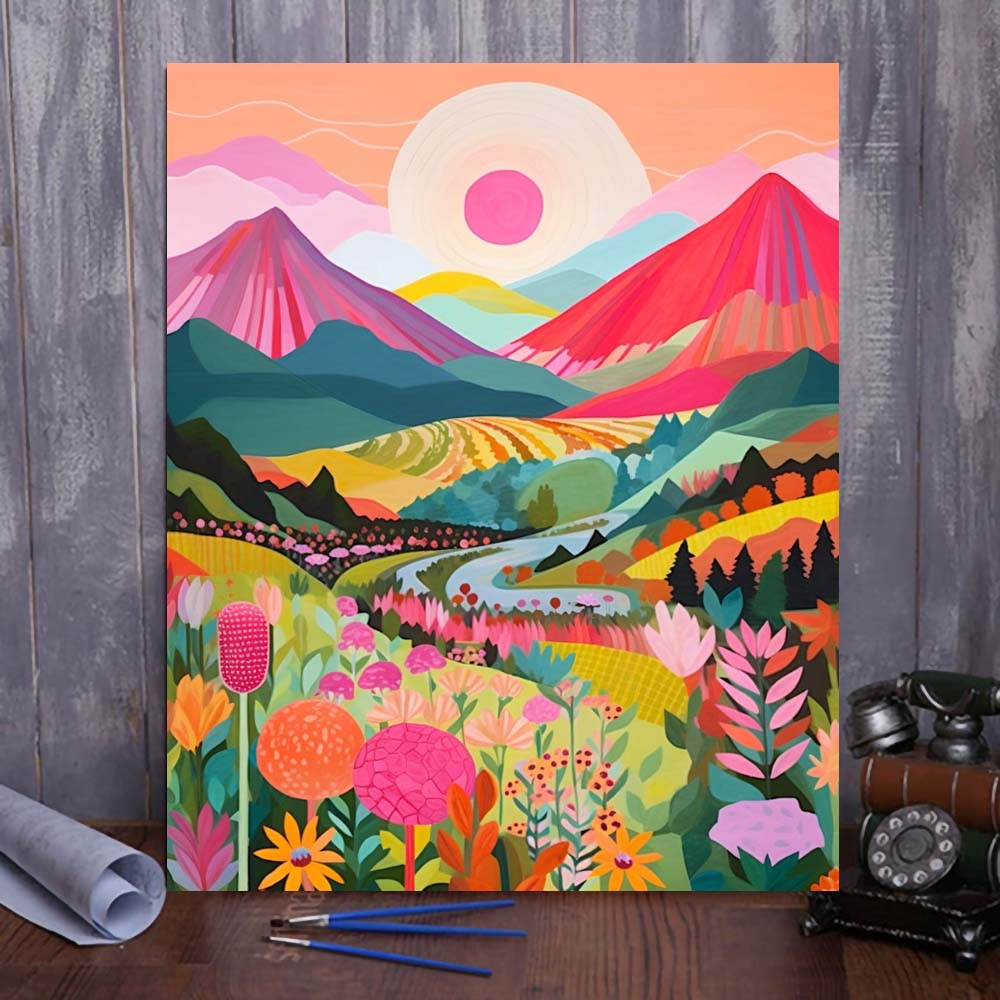 "Colorful Mountains" Series by ColourMost™ #02 - 'Ebullience' | Original Paint by Numbers (16"x20" / 40x50cm) | Also ship to UK, CA, AU, and NZ