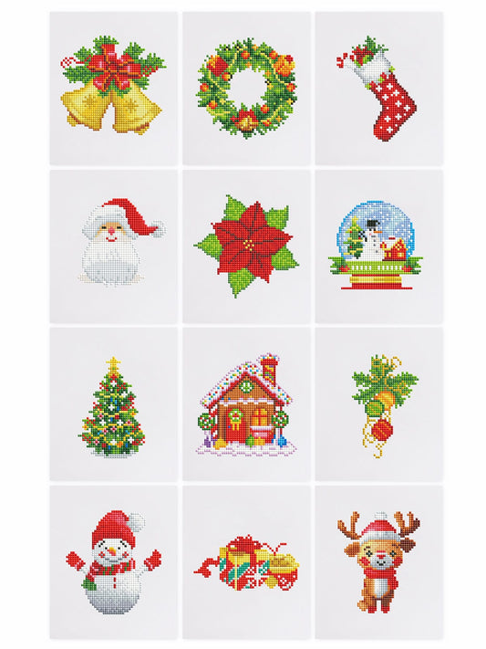 ColourMost™ Mini Diamond Painting Series #08: 'Christmas Cheer 2' - Frameless 12-in-1 Set (6"x7" / 15x18cm)