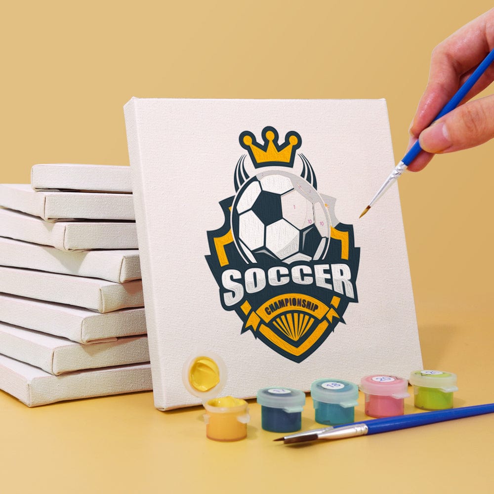 ColourMost™ Mini Paint by Numbers Series #02: 'Soccer' - 6-in-1 Set (6"x6" / 15x15cm)