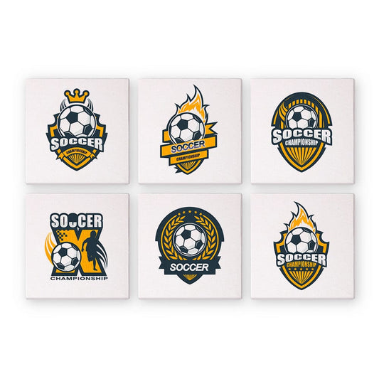 ColourMostโข Mini Paint by Numbers Series #02: 'Soccer' - 6-in-1 Set (6"x6" / 15x15cm)