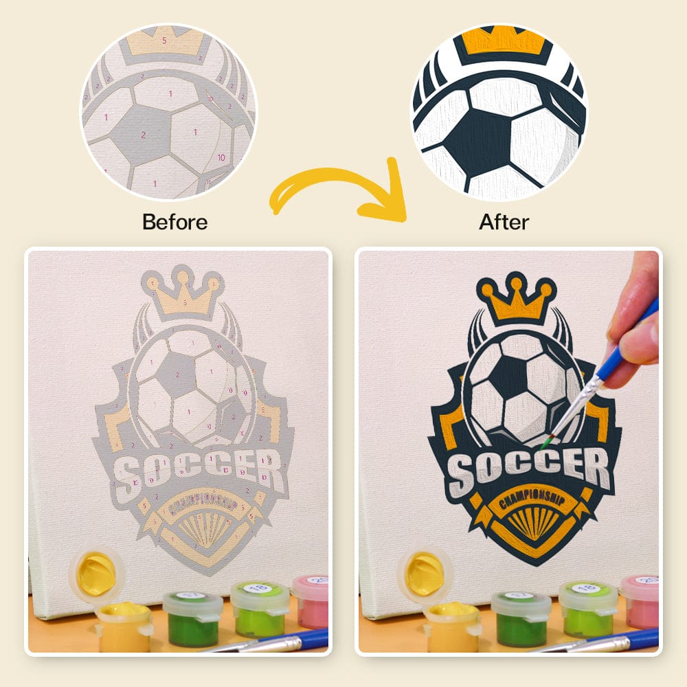 ColourMost™ Mini Paint by Numbers Series #02: 'Soccer' - 6-in-1 Set (6"x6" / 15x15cm)