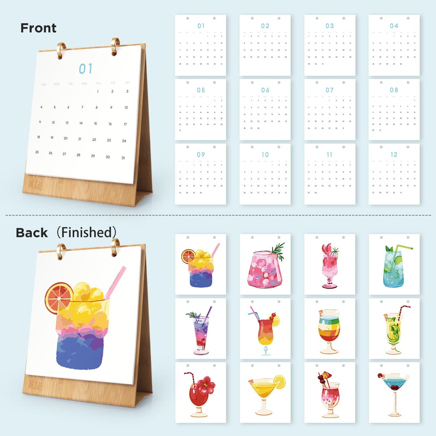 ColourMost™ 2026 Desk Calendar Series – Drinks /Paint by Numbers(18.2cm x 22.5cm)