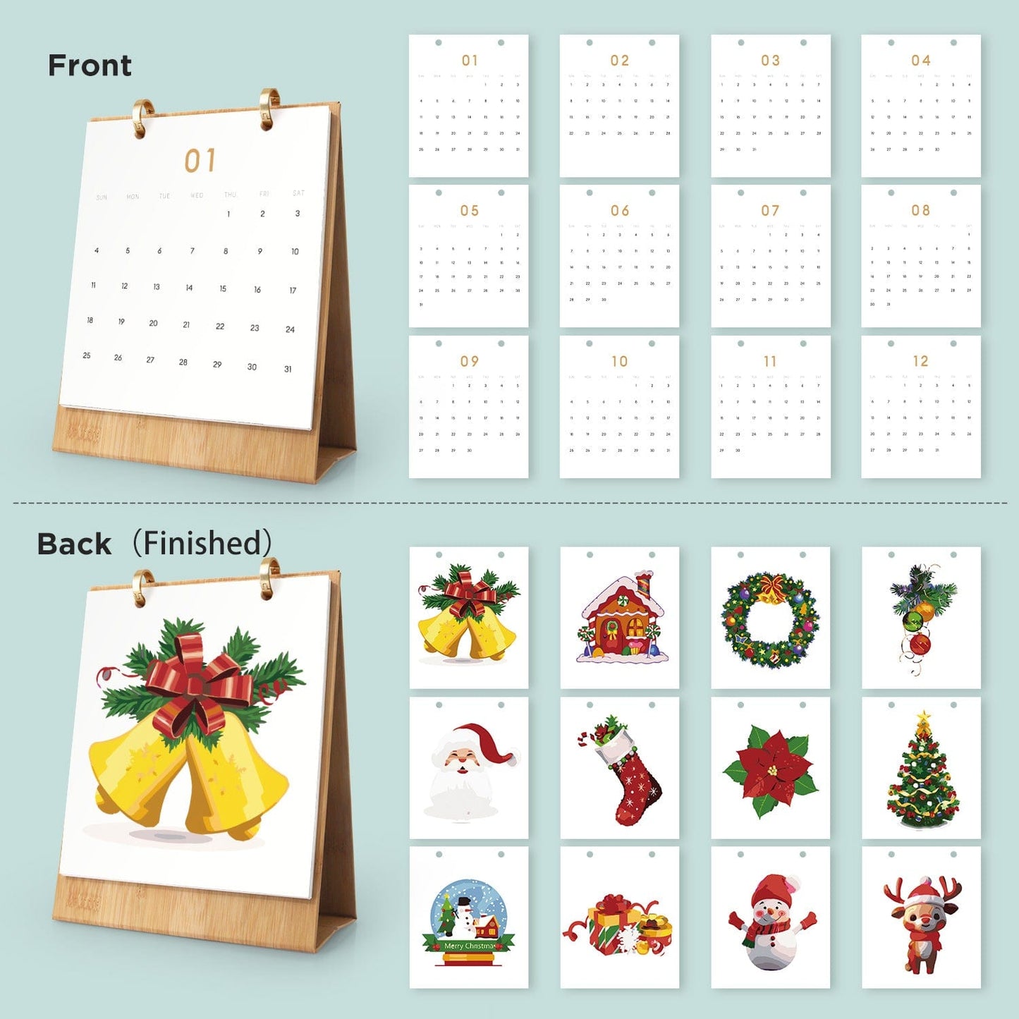 ColourMost™ 2026 Desk Calendar Series – Christmas Carnival /Paint by Numbers(18.2cm x 22.5cm)