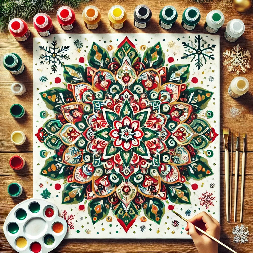 "Serenity Mandalas" Series by ColourMost™ - Christmas #03 | Original 🎨 Paint by Numbers | 💎 Diamond Painting (16"x16" / 40x40cm)